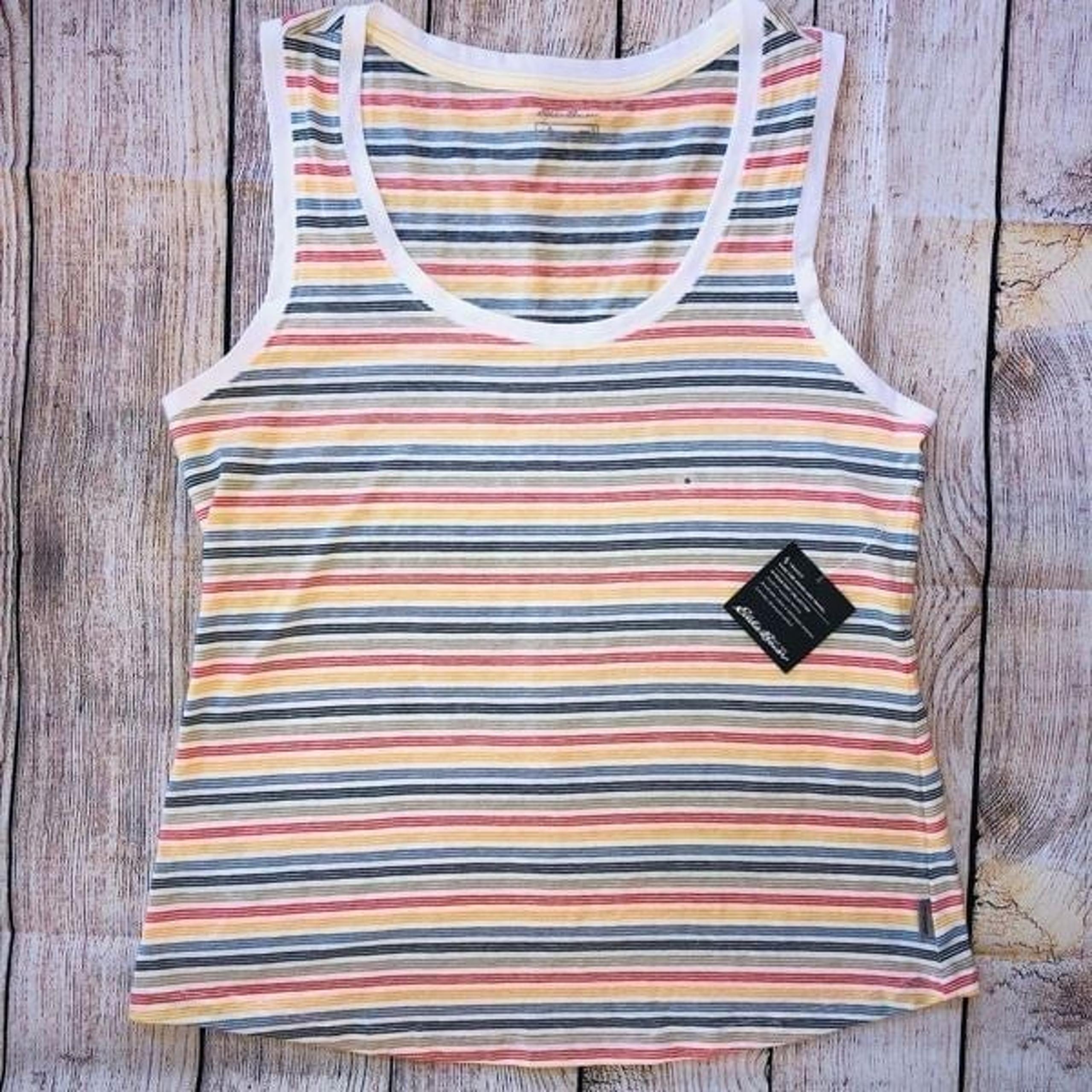 NWT Womens Small Eddie Bauer U Neck Striped Tank Top