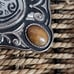 Vintage western cowboy cowgirl art stone belt buckle