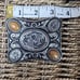 Vintage western cowboy cowgirl art stone belt buckle