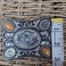 Vintage western cowboy cowgirl art stone belt buckle