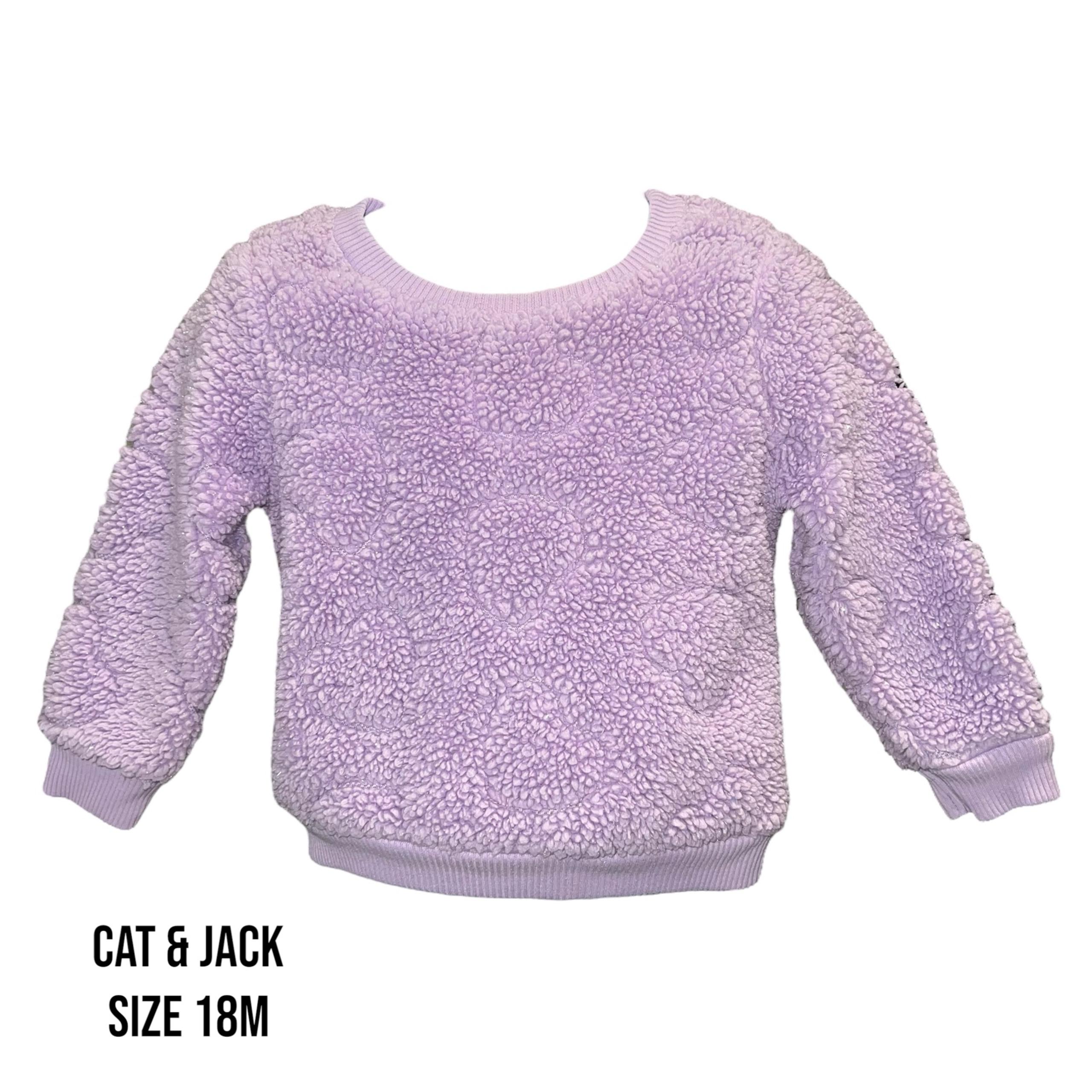 Cat & Jack Baby Cozy Soft Fleece Purple Heart Pull Over Sweater Size 18M