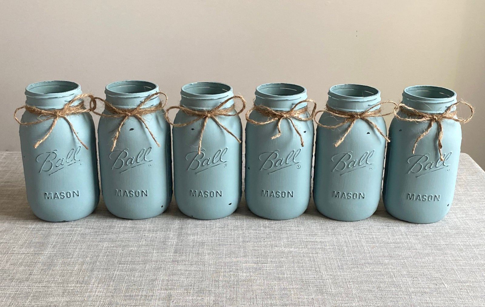 Chalk painted & distressed QUART sized mason jars 6 for 26