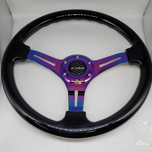 BRAND NEW 350MM 14 Universal TRD ABS Racing Steering Wheel Black With Neo Spoke