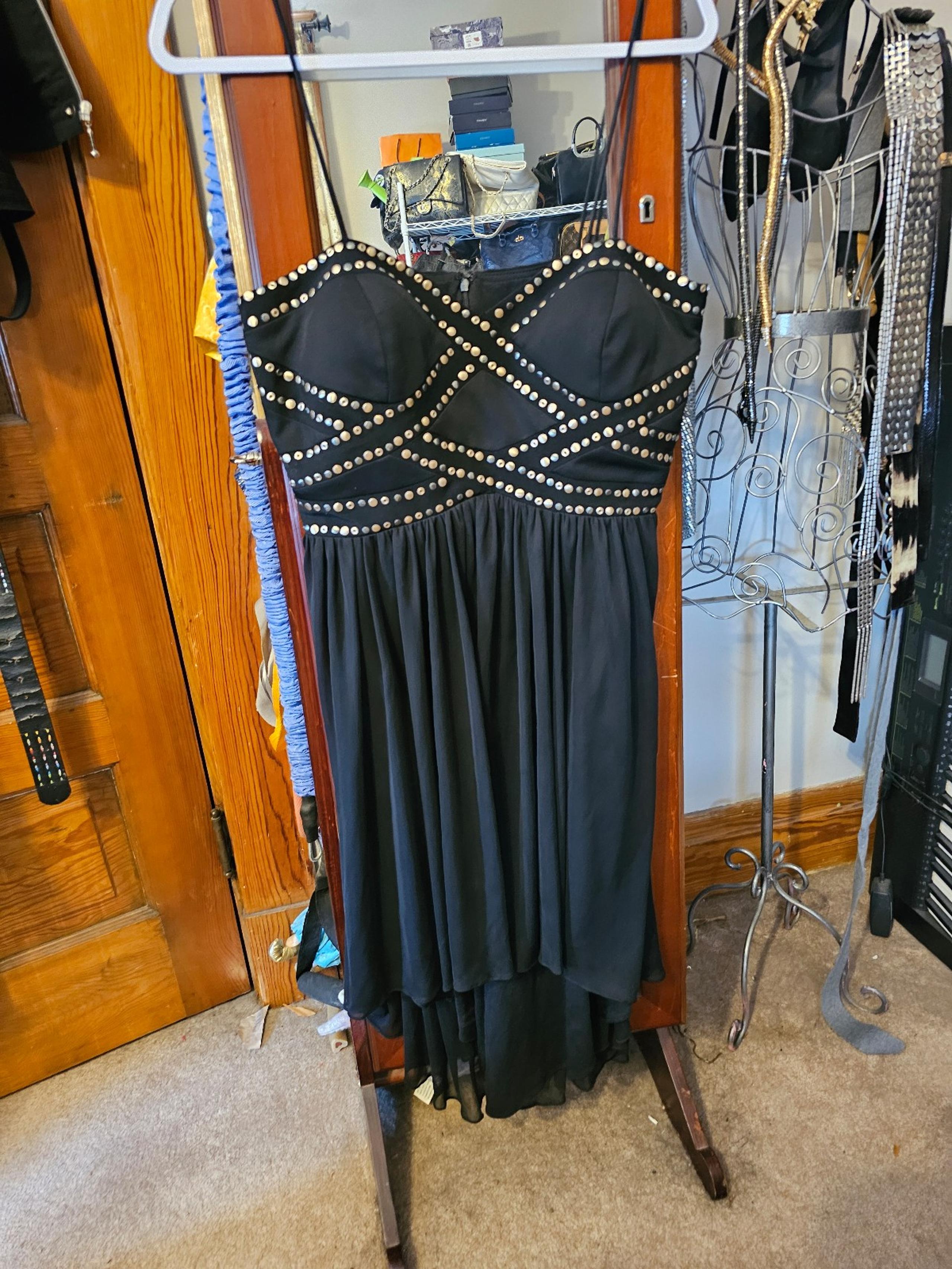 Betsey Adams Black Studded Dress Cocktail Evening Size 10 Medium
