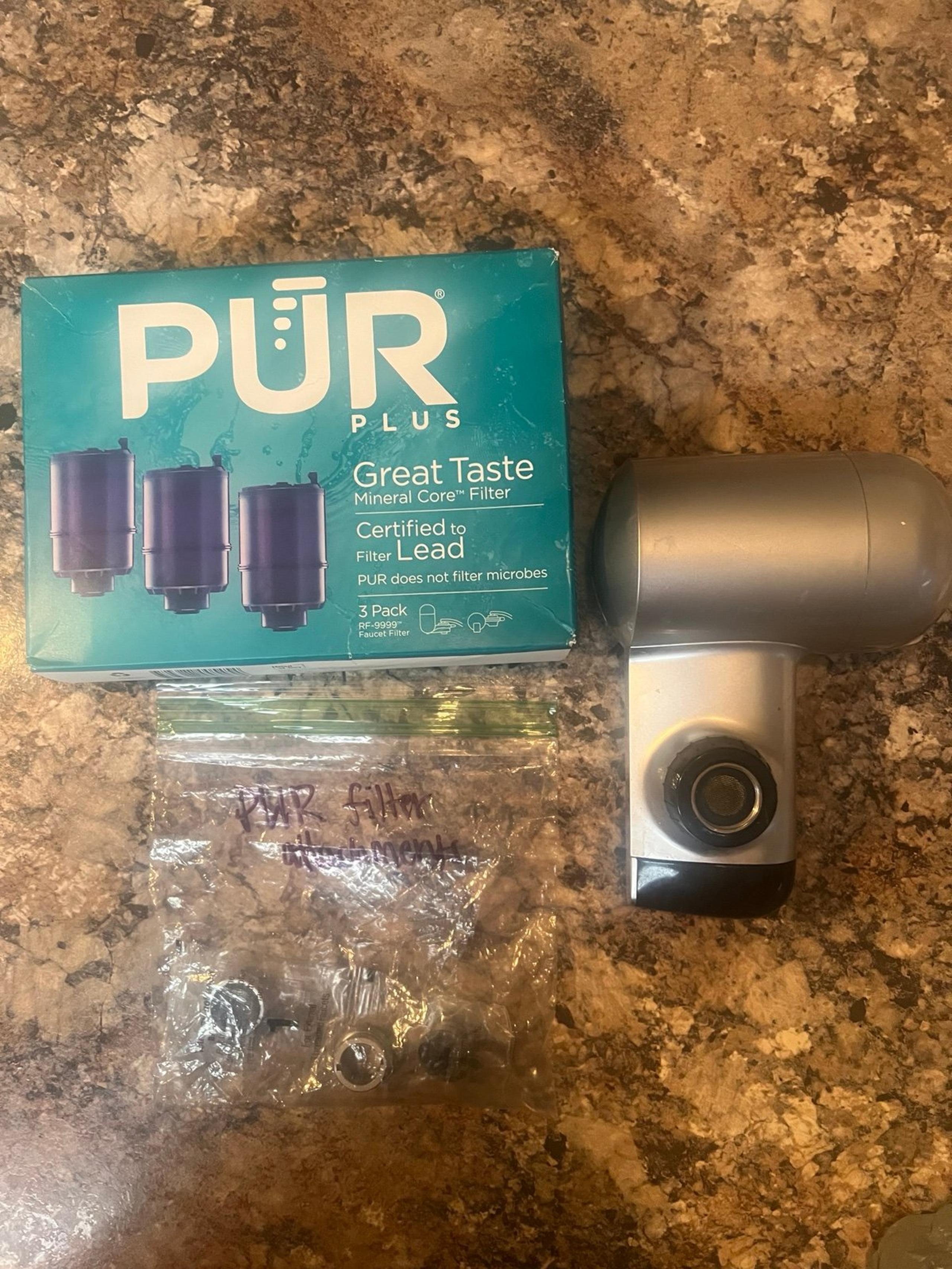 PUR water faucet filter in chrome with filters