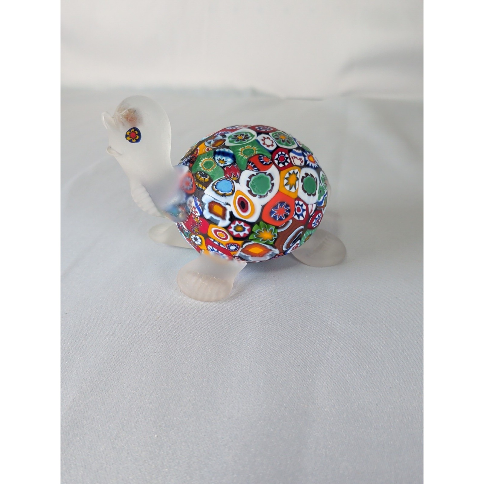 Vintage Murano Satin Millefiori Turtle Made in Italy Glows 4.5"