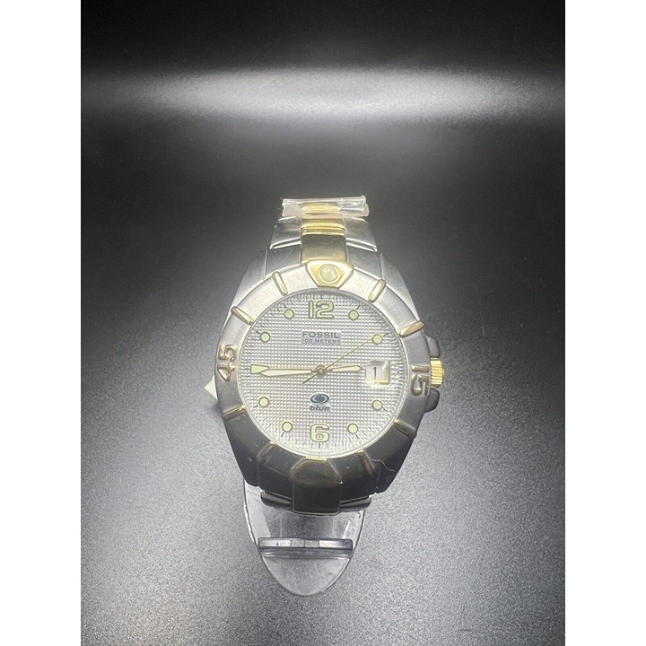 NEW Fossil Blue SS GP Gents Bracelet Dive Watch 100M
