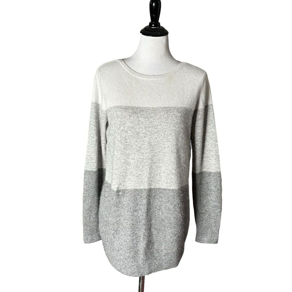 J. McLaughin 100% Cashmere Colorblock Sweater Gray Pullover Womens Size S