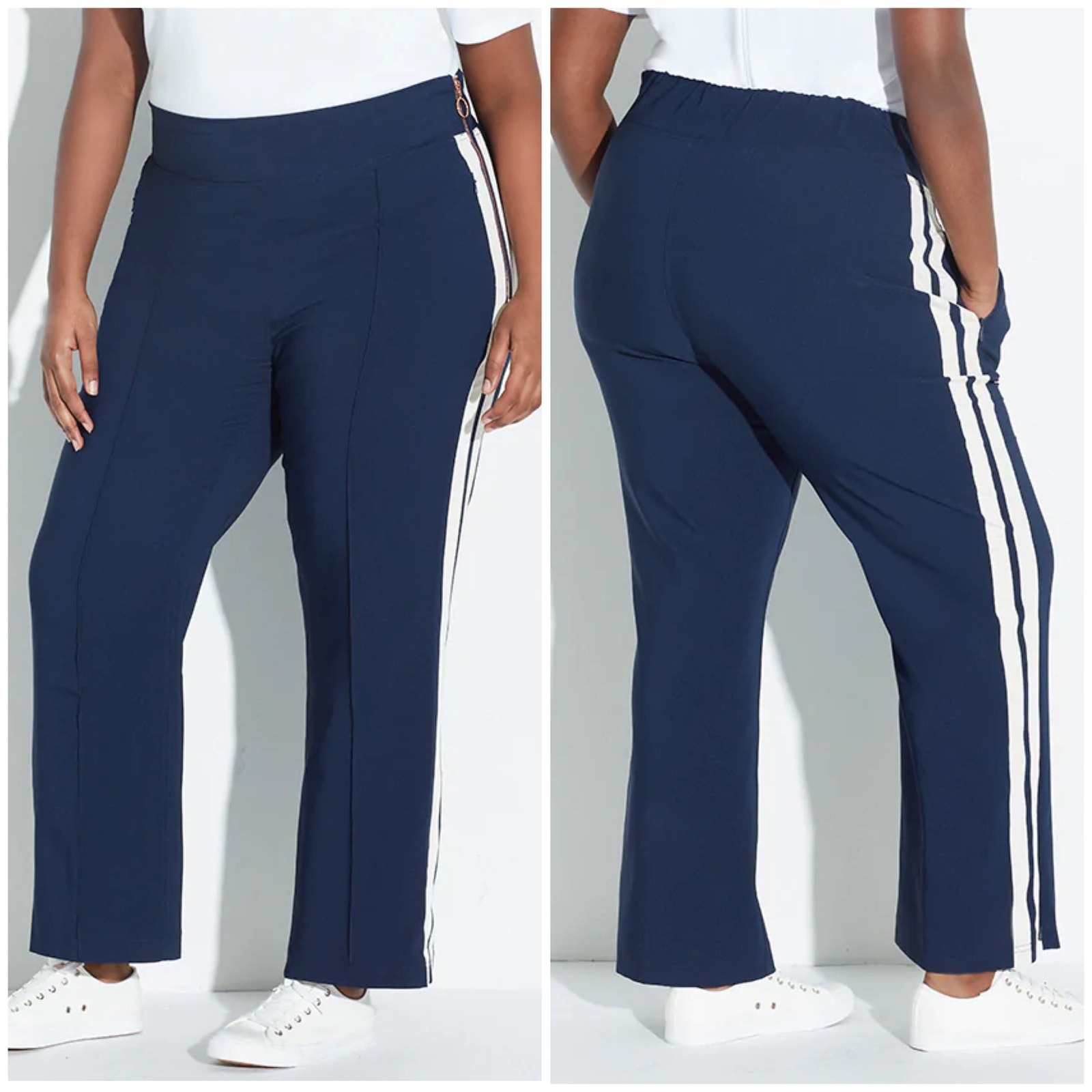 See Rose Go NWOT Tailored Track Pant Classic Blue Size 22 Zip Pockets Side Zip