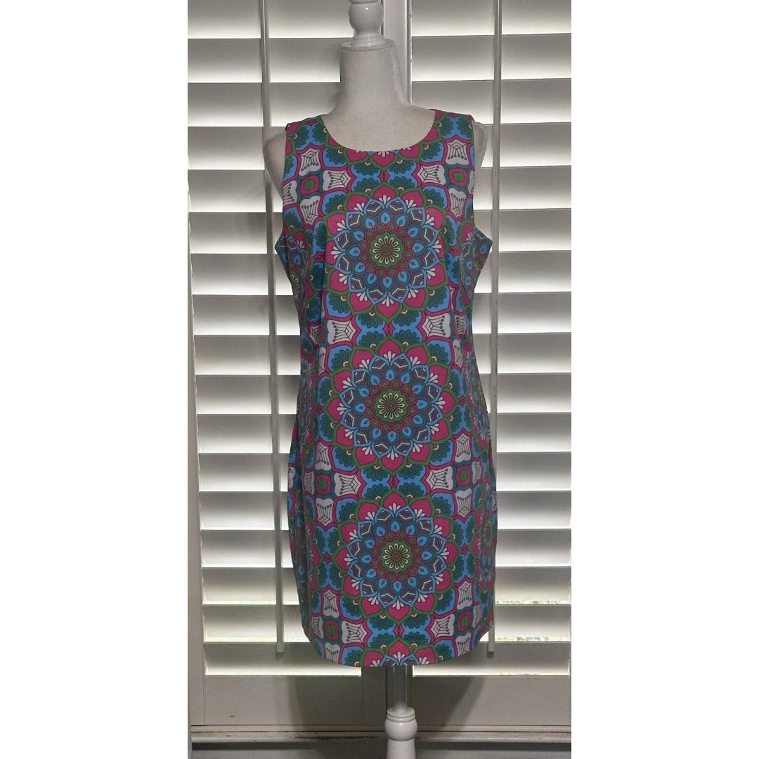 Jade Melody Tam Women Size L Sleeveless Multicolor Medallion Floral Print Dress
