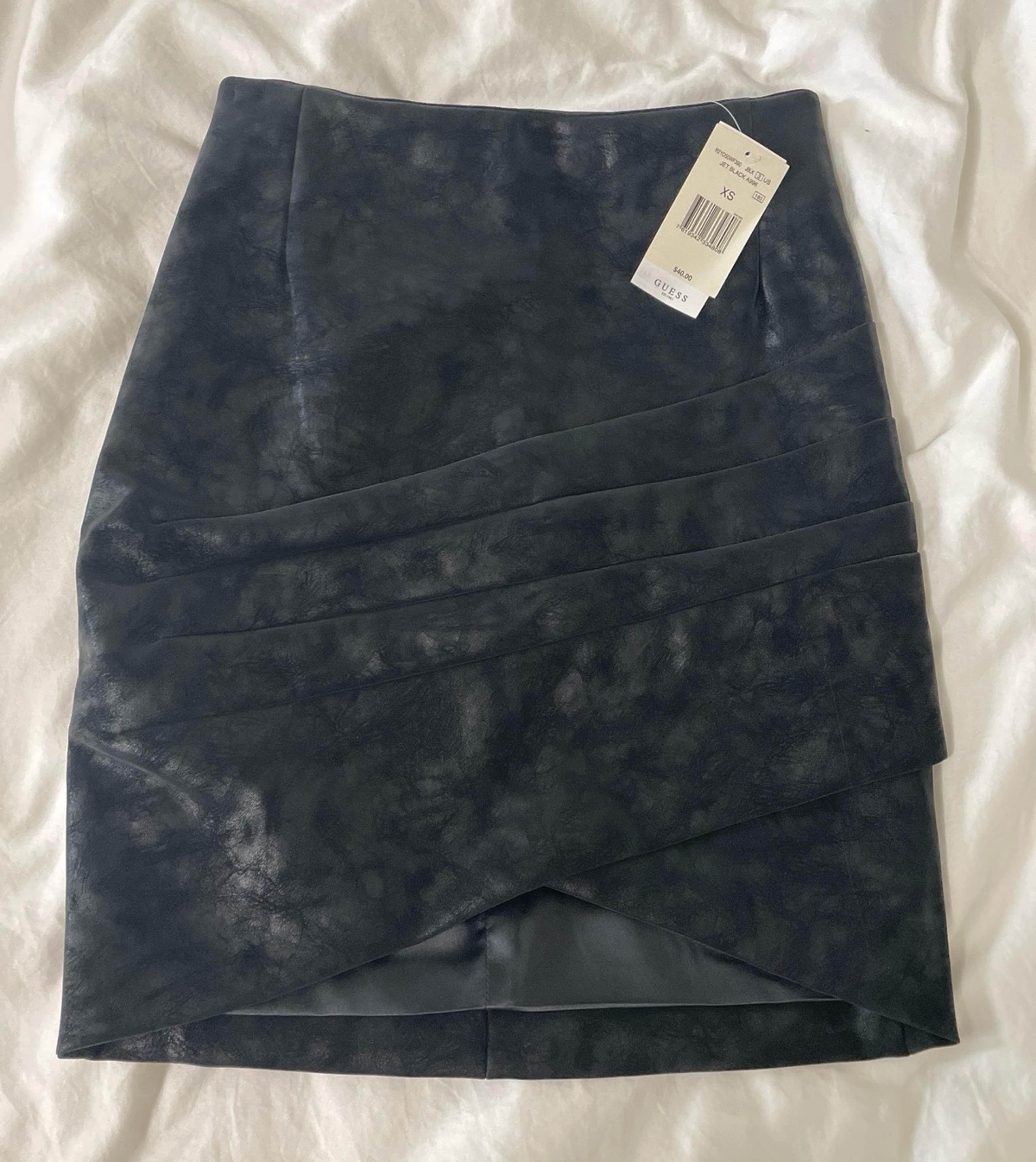 Guess Distressed Vegan Leather Skirt New with Tags