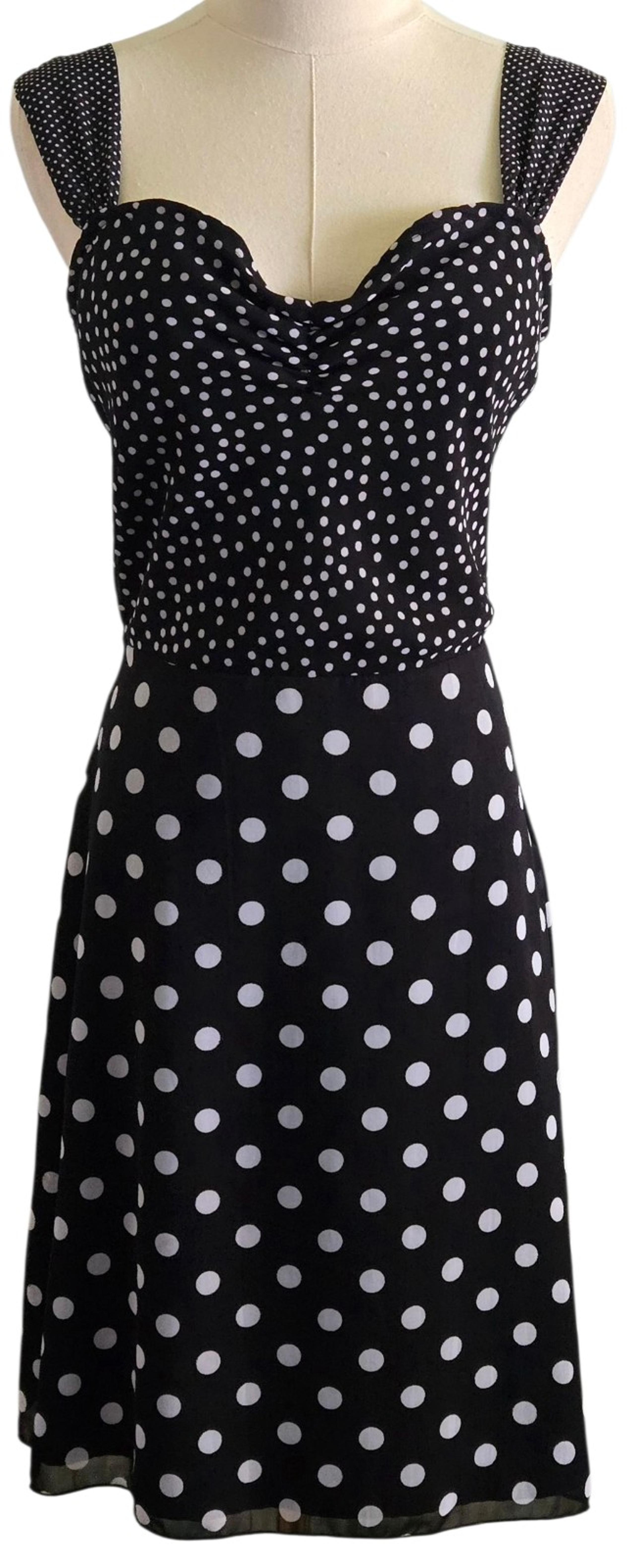 Guess Black and White Polka Dot A-Line Dress