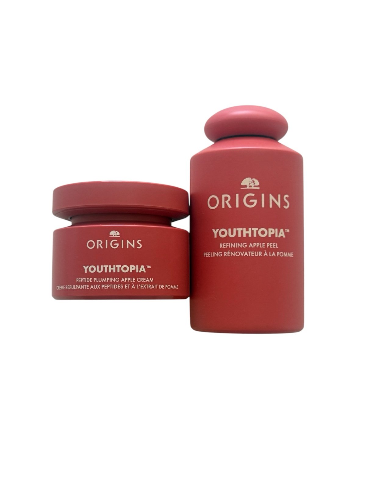 Origins YOUTHTOPIA Exfoliating Apple Face Peel + Apple Face Moisturizer set.