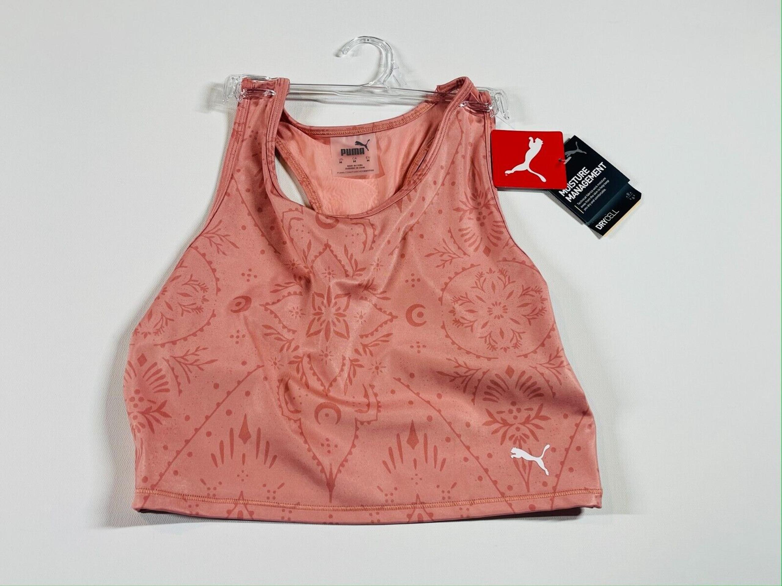 Puma Racerback Drycell Studio AOP Crop Tank Top Sportswear Size M Coral 52156 24