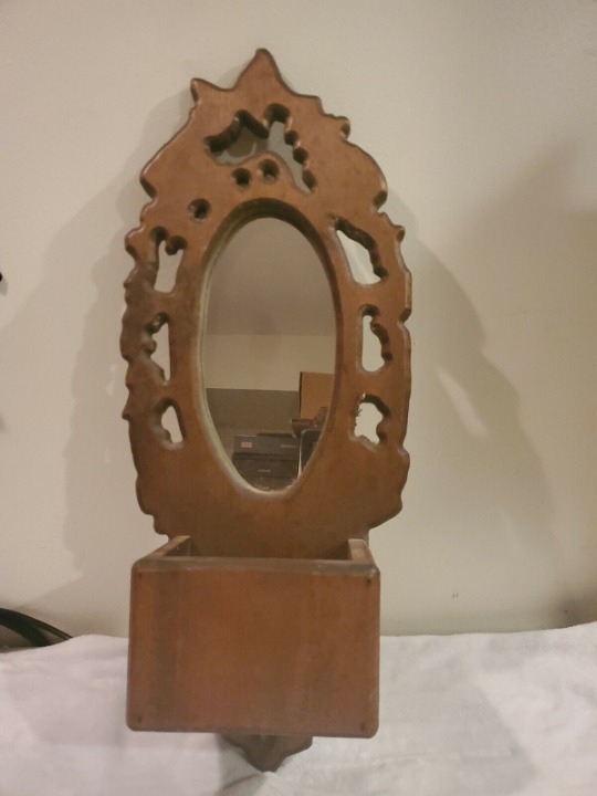 MIRRORED WOODEN WALL SCONCE MID CENTURY MODERN CANDLE HOLDER 26inx10.5in
