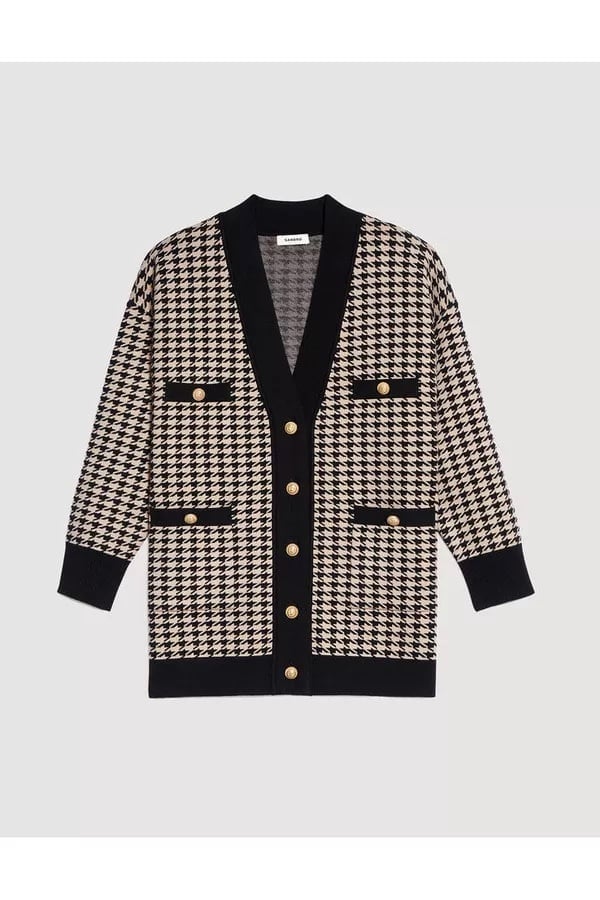 ジャケット・アウター SANDRO Long Houndstooth Coatigan NWT Sandro Long Houndstooth Coatigan. Cardigan