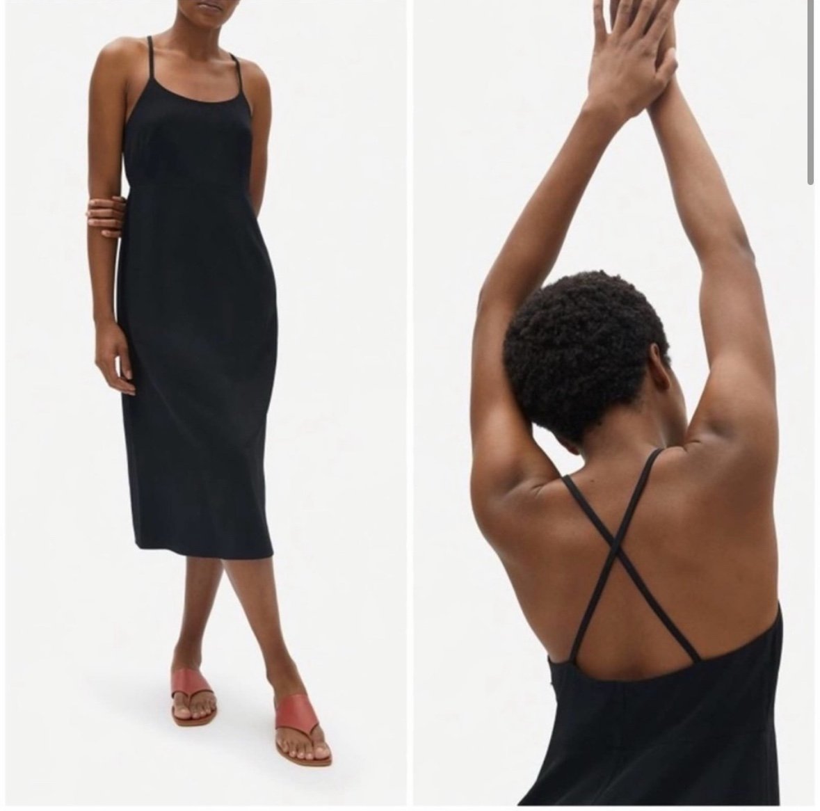 Everlane The Japanese GoWeave Cross-Back Slip Dress Black Size 00