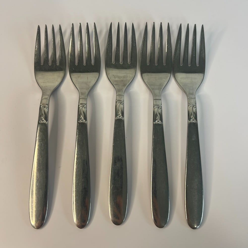 Set of 5 International Stainless Salad Forks – 6.75 Long Glossy Creation 1