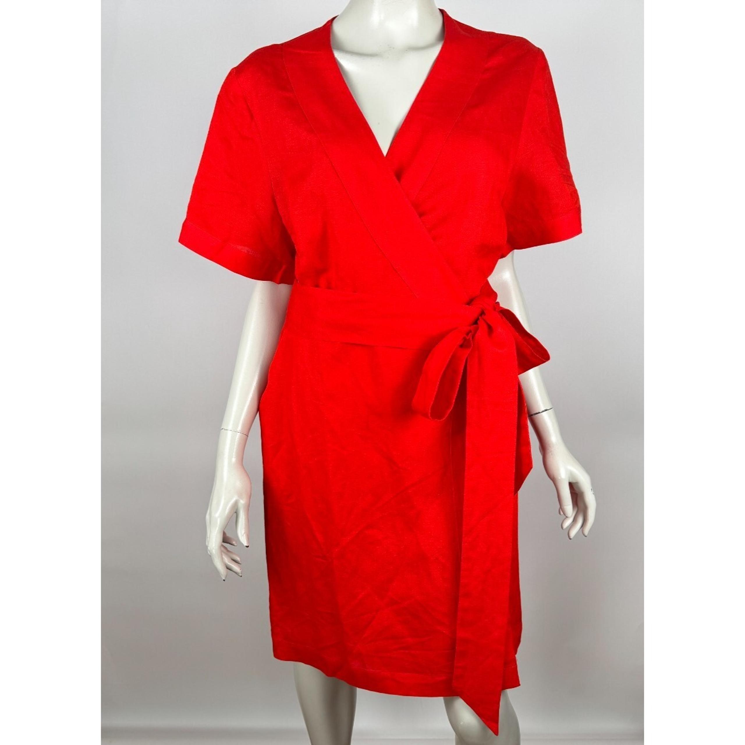 Emily McCarthy Day Rob Linen Wrap Dress Women M NWT Short Sleeve Pockets Tie