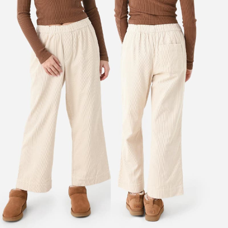 NWT Birds of Paradis by Trovata Women's Elastic Waist Straight Leona Pant Oat