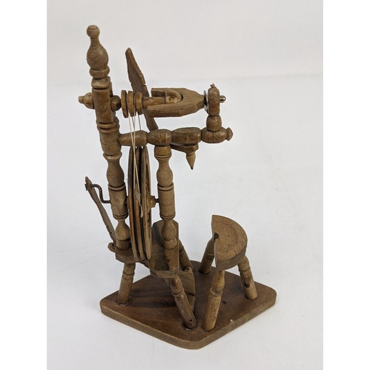 Vintage 8 Miniature Dollhouse Spinning Wheel Wood Salesman Sample