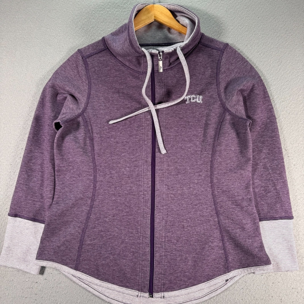 TCU Horned Frogs Sweatshirt Womens Medium Purple Tommy Bahama Cowl Neck NCAA