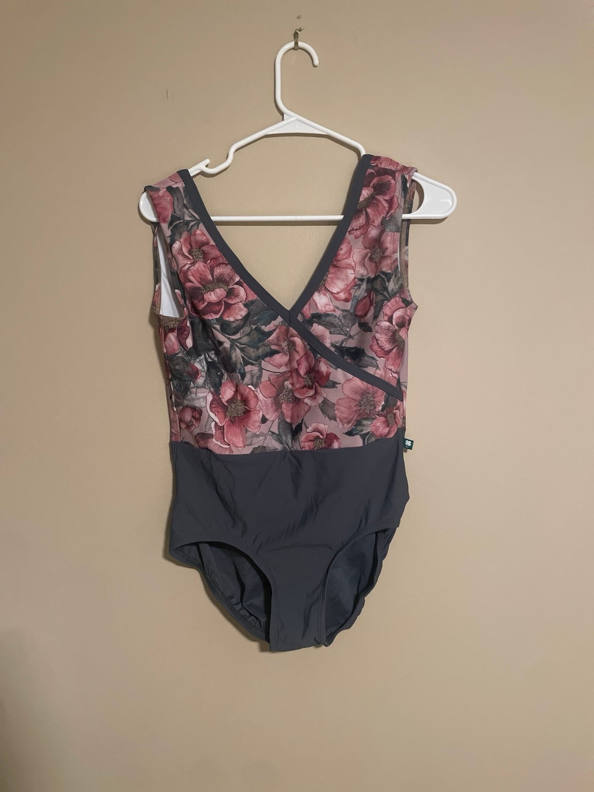 Lucky Leo Dance Leotard floral women’s size XL gray