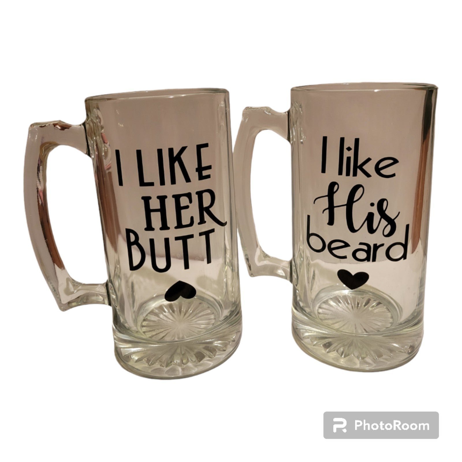 I Like Her Butt & I Like His Beard - Glass Beer Mug set