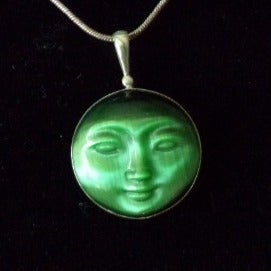 Vintage Handcrafted Sajen Offerings SS Green Fiber Optic Pendant