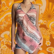 Y2k Asymmetrical Halter Top