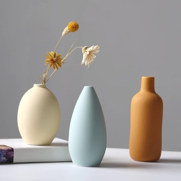 New Set of 3 Ceramic Vase, Minimalist Flower Vases for Rustic & Home Decor