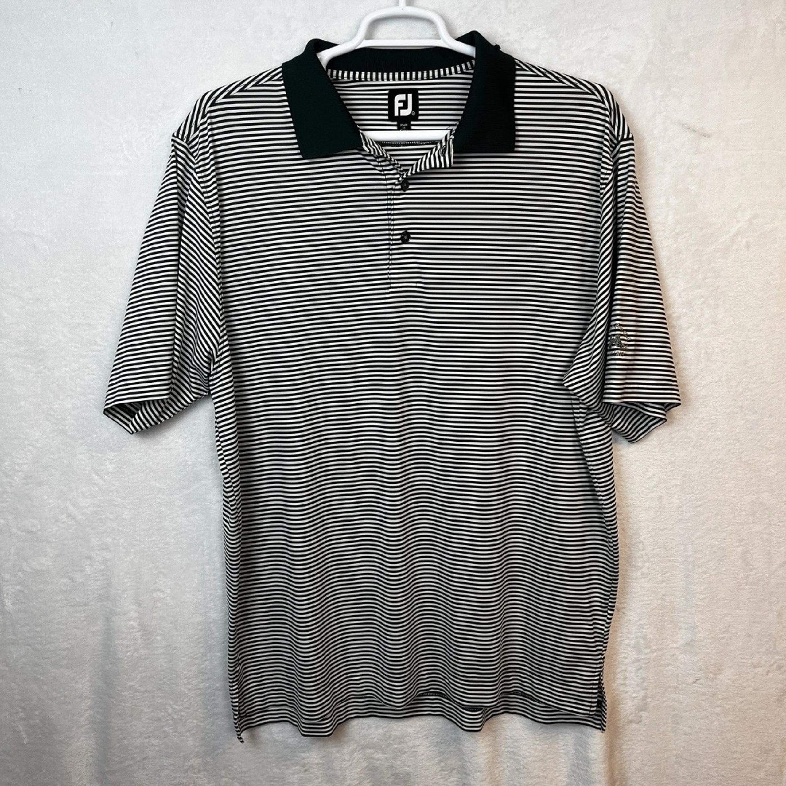 FJ Foot Joy Men's Golf Polo Shirt Size XL Green Stripe NorthPort Point Club