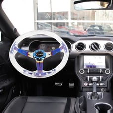 NEW TRD Universal 6-Hole 350mm Deep Dish Clear Crystal Bubble Steering Wheel