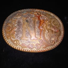BEAUTIFUL CRUMRINE WESTERN AMERICANA INITIAL N BELT BUCKLE,