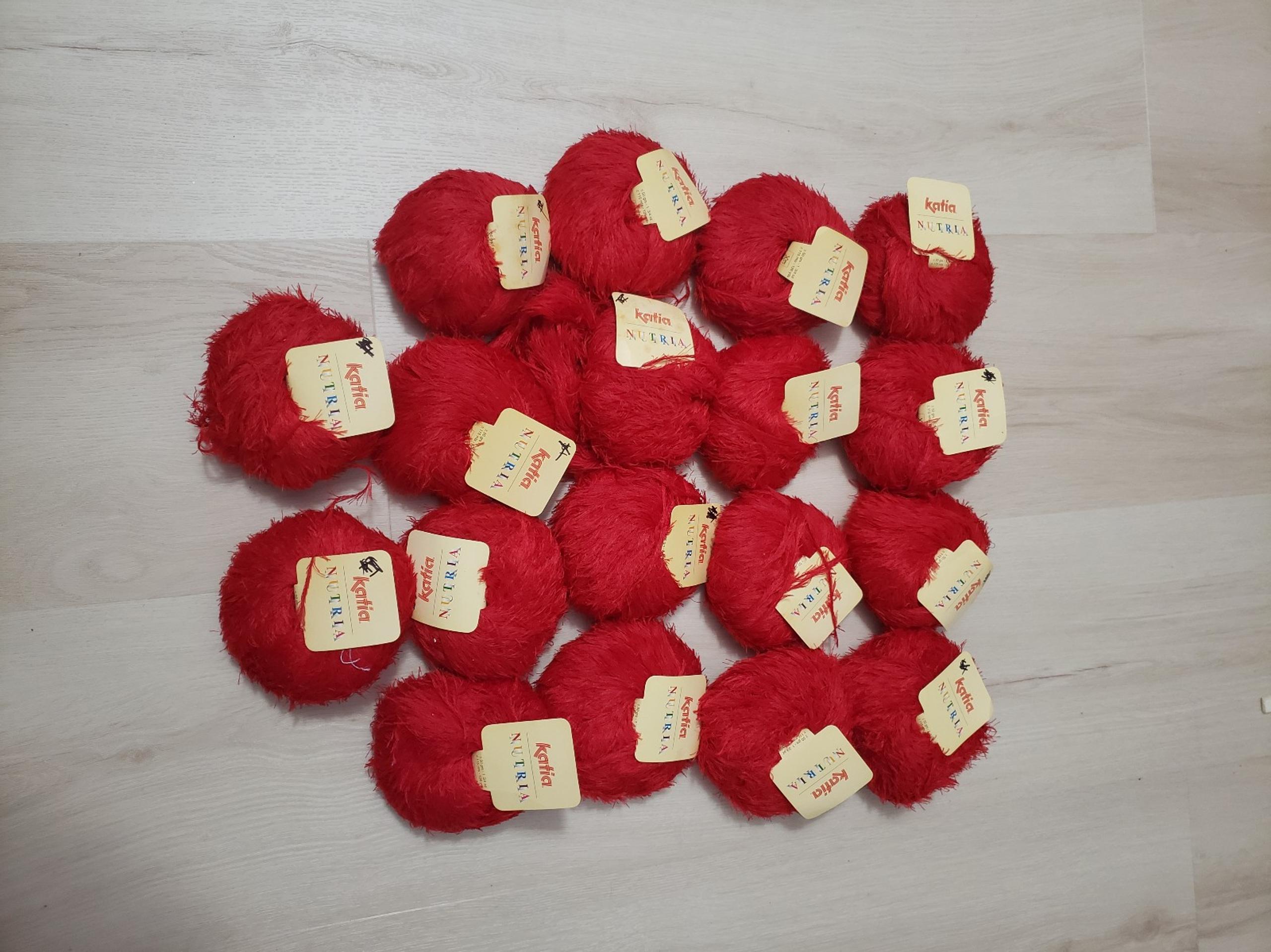 18 Balls of Katia Nutria Eyelash Yarn in Red