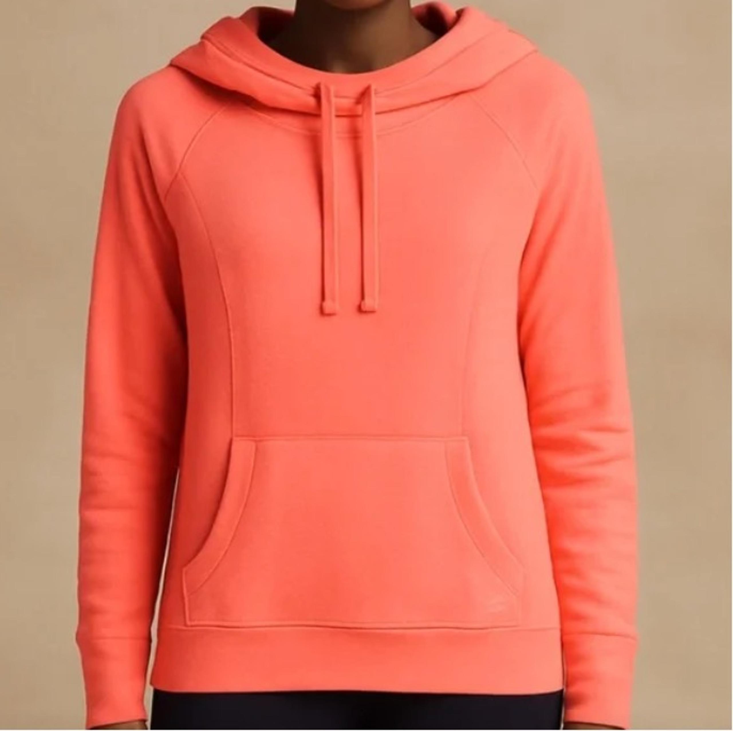 Xersion Women's Coral Pink Brushed Fleece Athletic Hooded Sweatshirt, size Large
