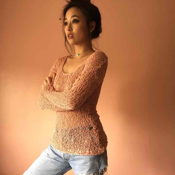Vintage Peach Open Knit Sweater
