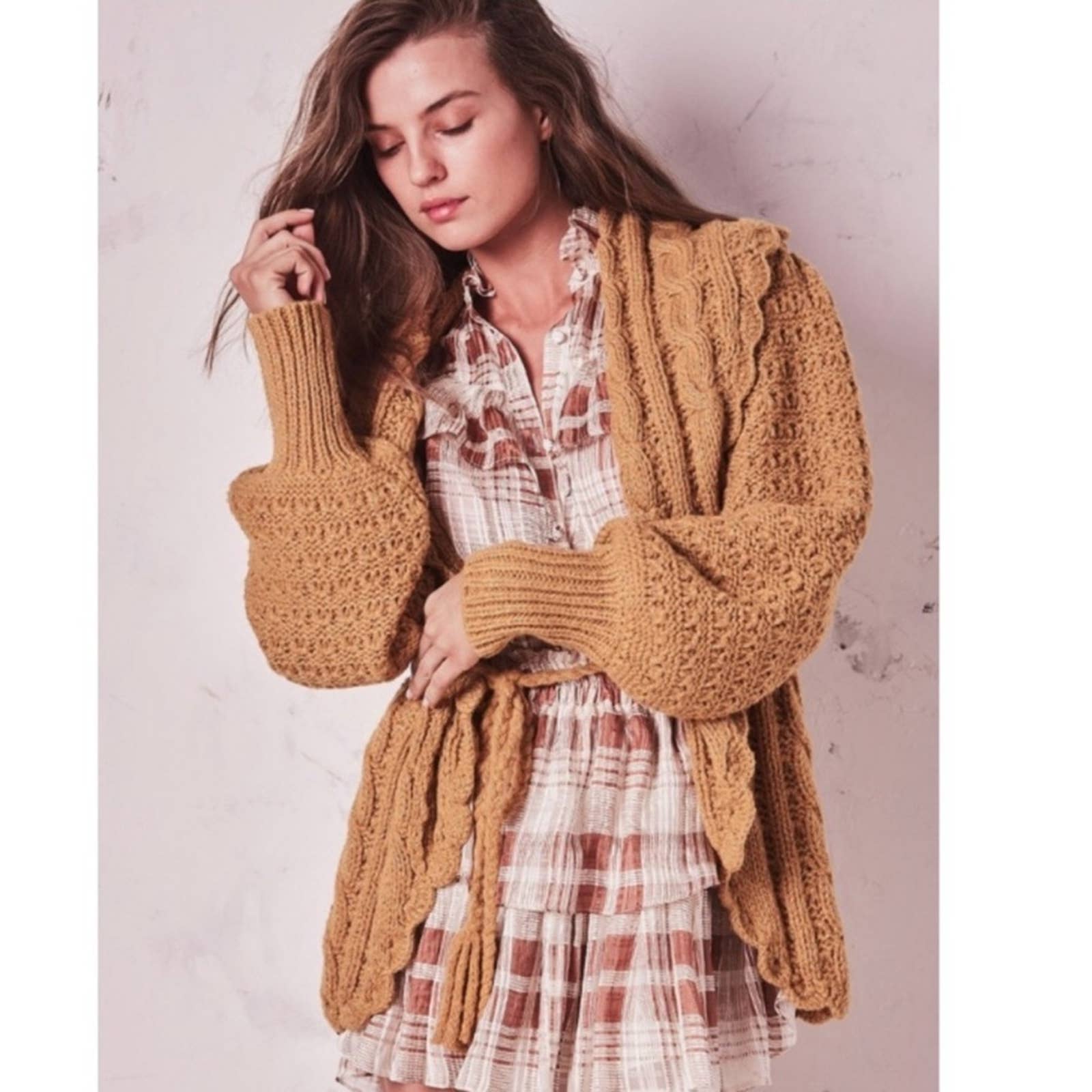 LoveShackFancy Owen Shawl Thistle Alpaca Cardigan Sweater | Size Small