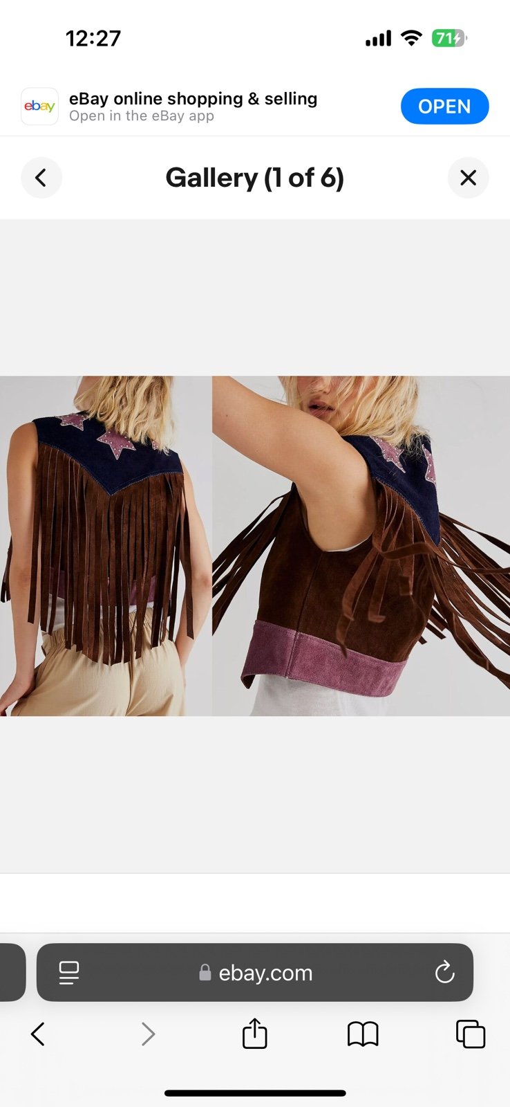 648 Free People Understated Leather American Woman Fringe Star Festival Vest S