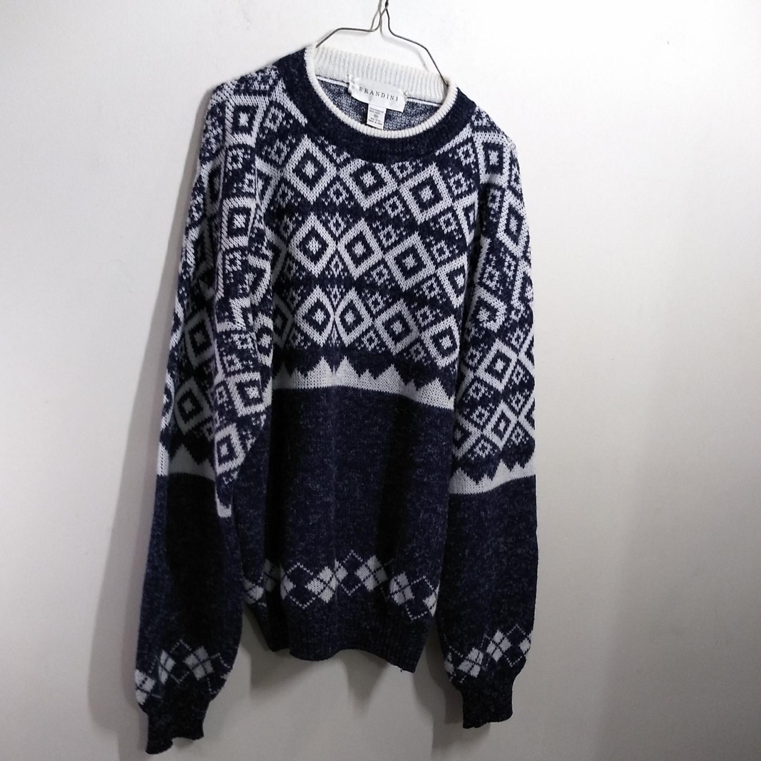 Brandini Blue & White Argyle Pullover Sw