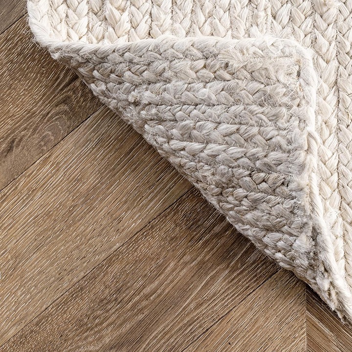 Rigo Hand Woven Farmhouse Jute Area Rug, 5x8, Off White FSQF