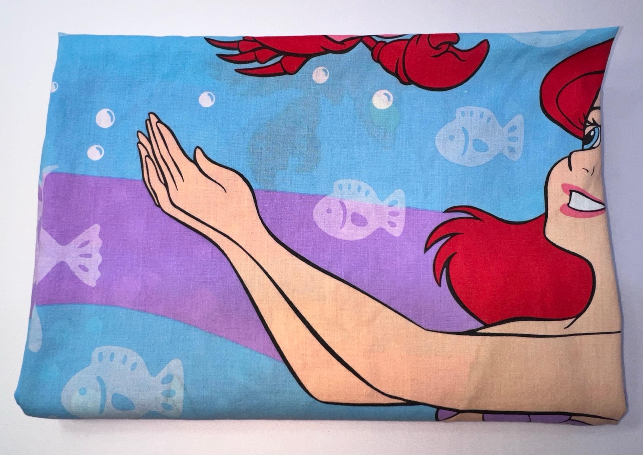 Vintage Disney The Little Mermaid Ariel, Flounder & Sebastian Twin Flat Sheet