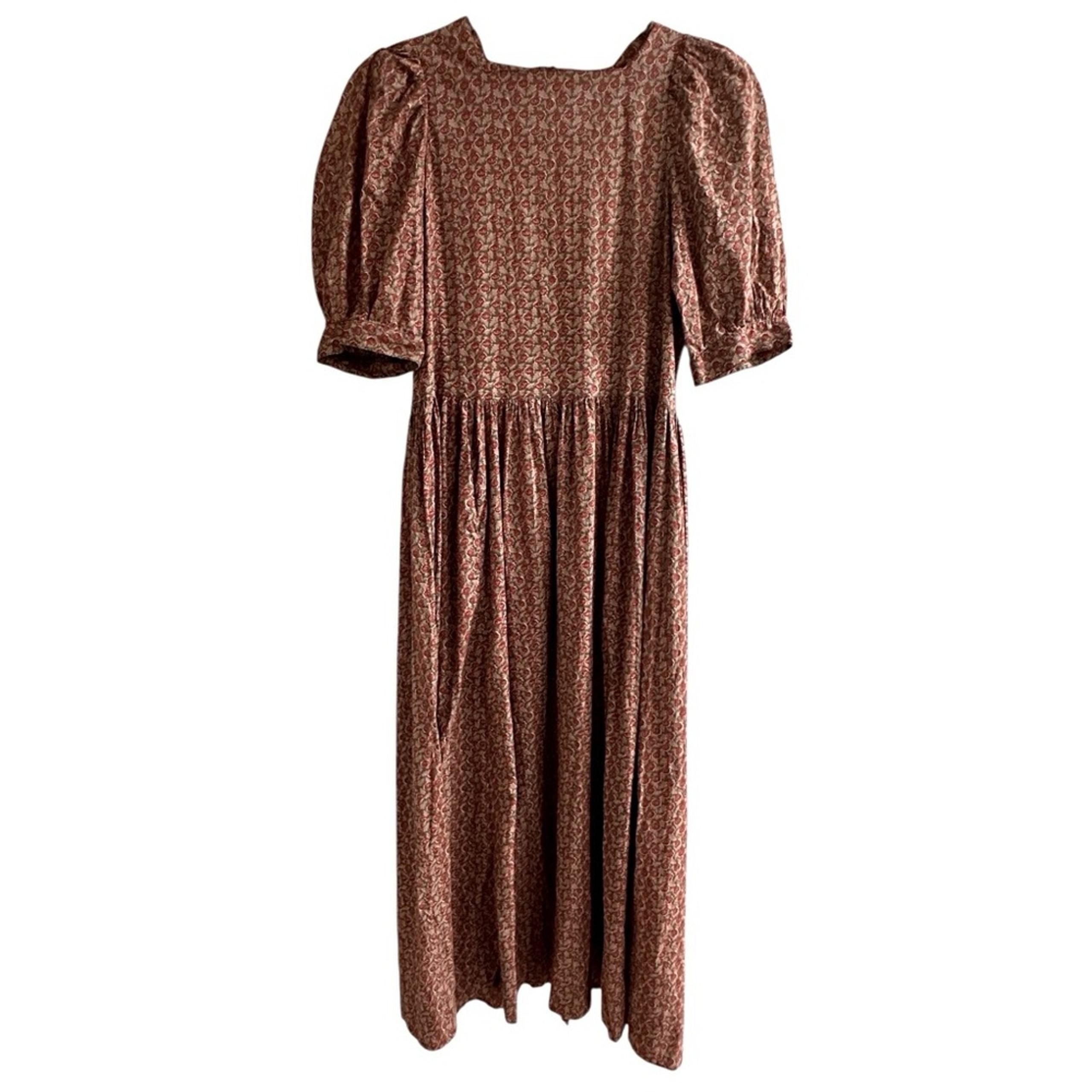 Vintage Laura Ashley Floral Puff Sleeve  Maxi Dress With Pockets, size 8