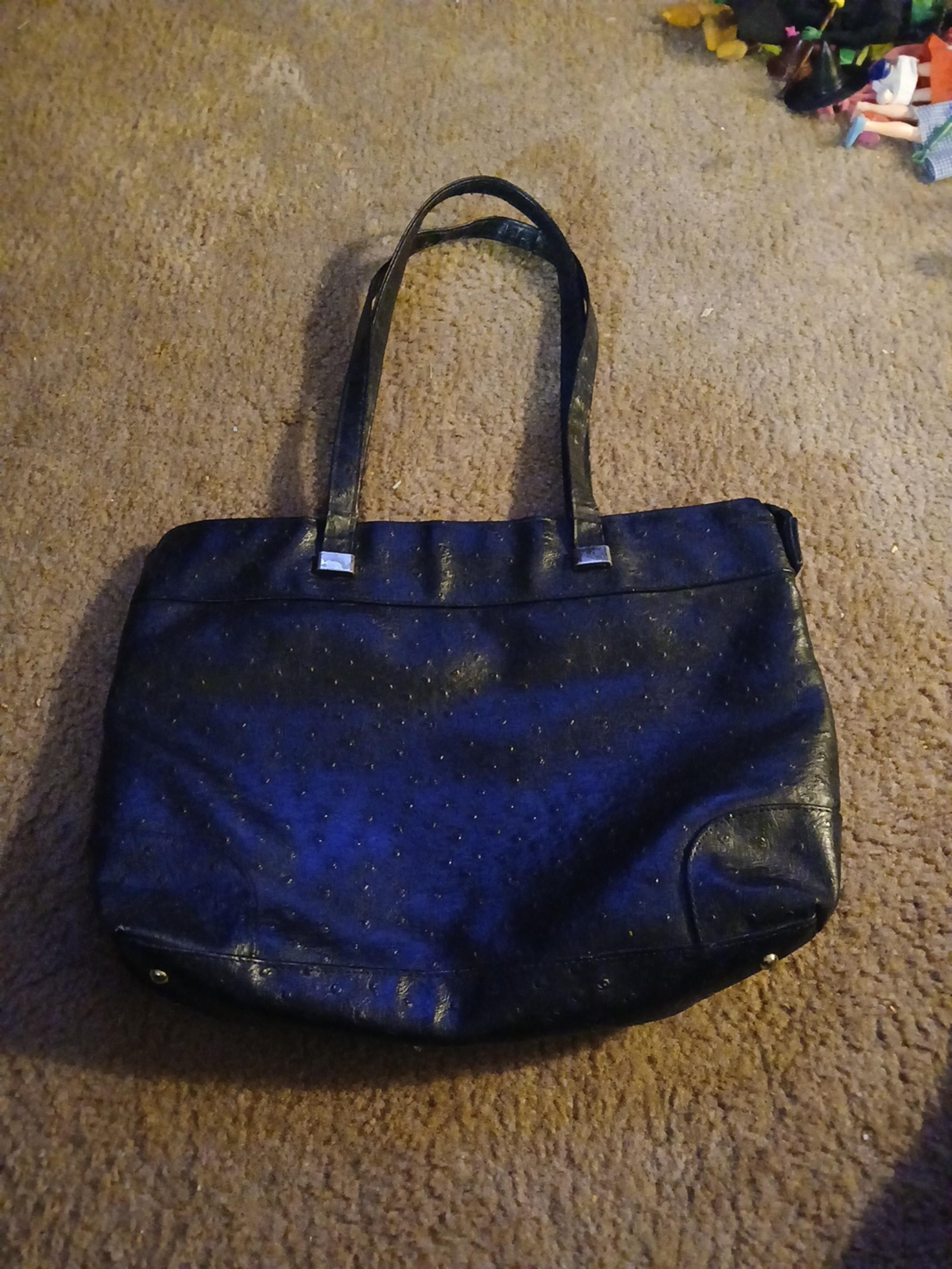 Bueno Ladies Tote Handbag Eggplant Color w/ Dark Brown Faux Croc Leather Trim