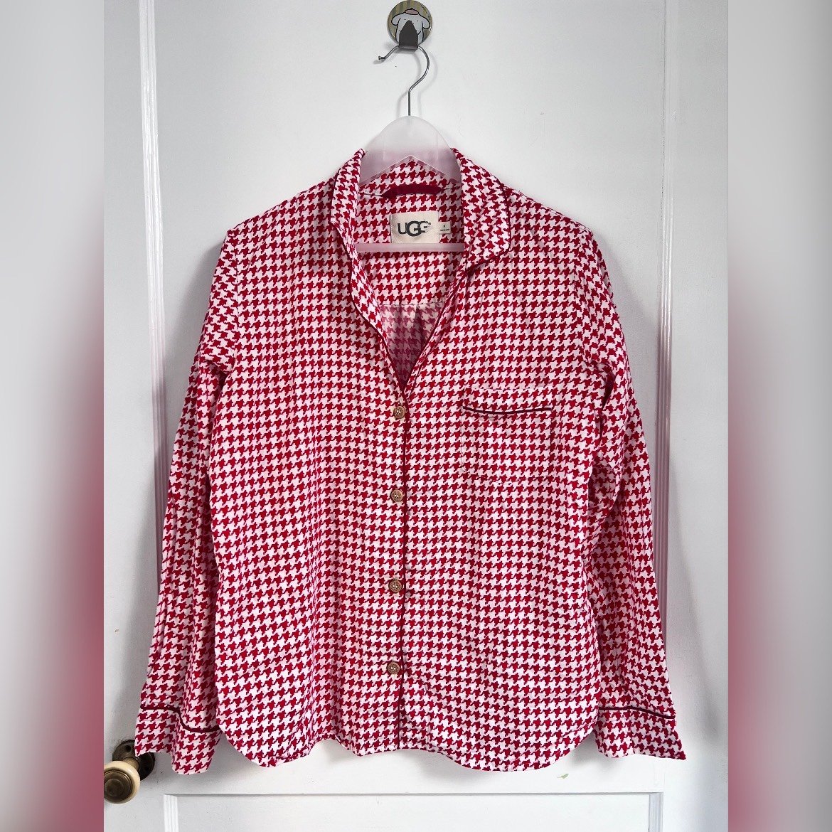 UGG Raven Houndstooth Long Sleeve Pajama Lounge Set Size M