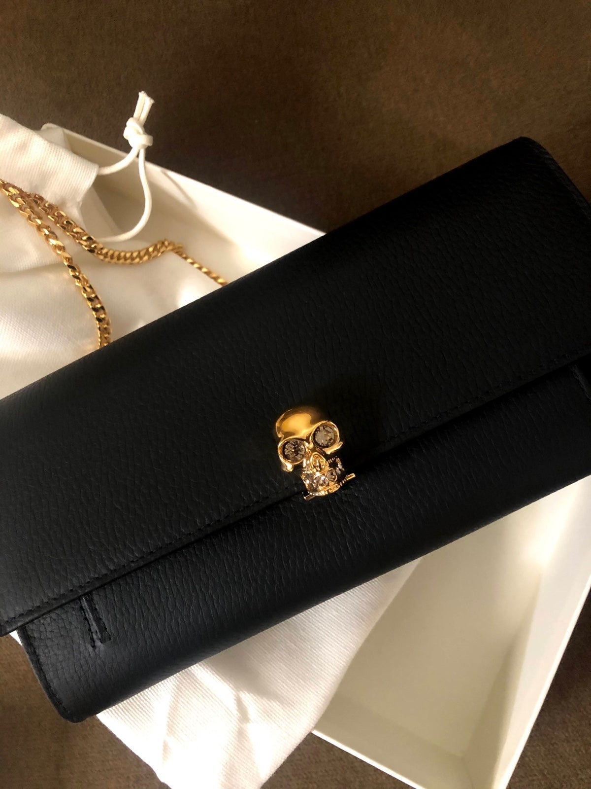 SOLD stunning perfect condition Alexander McQueen wallet on gold chain