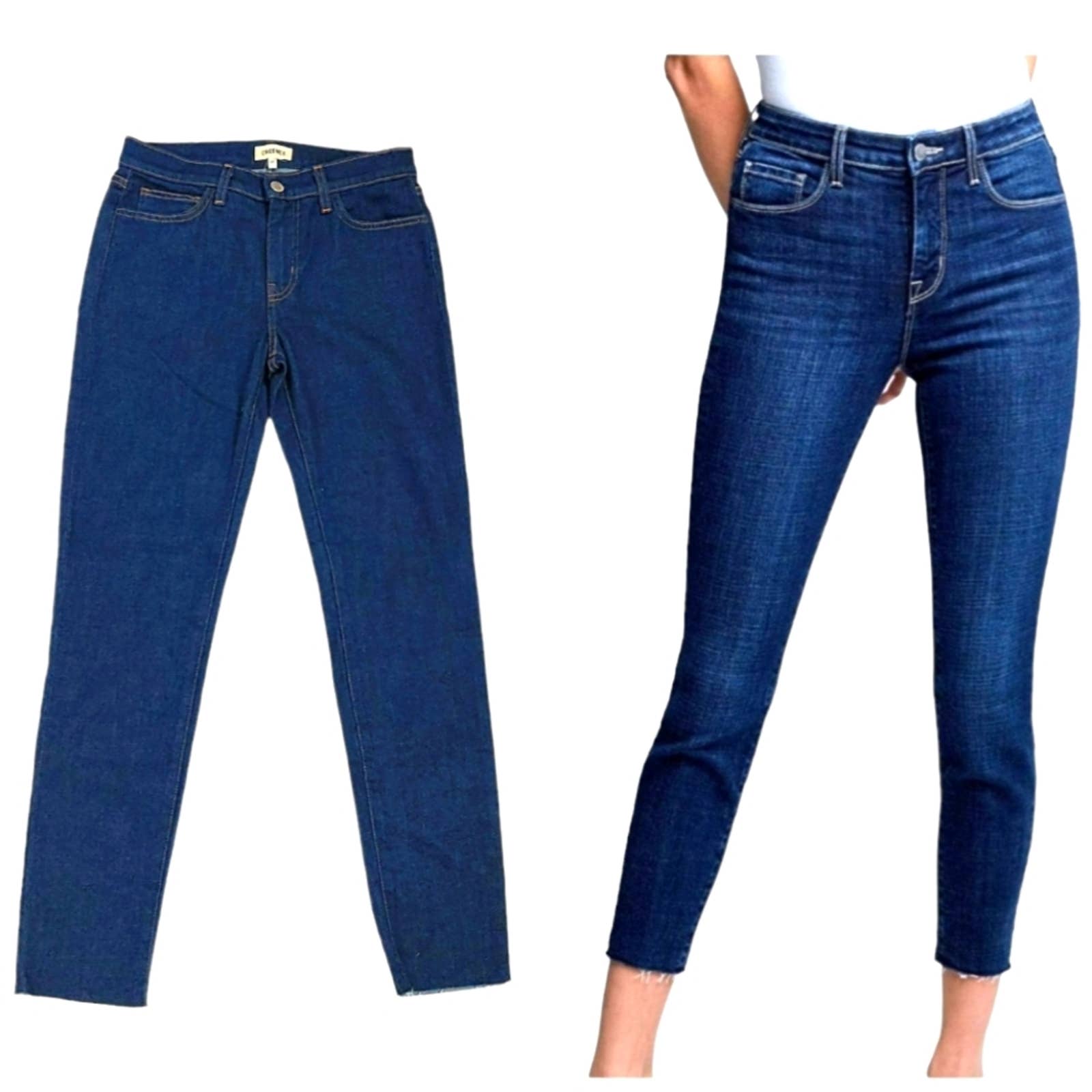 L'agence Dark Wash Raw Hem Denim Jeans