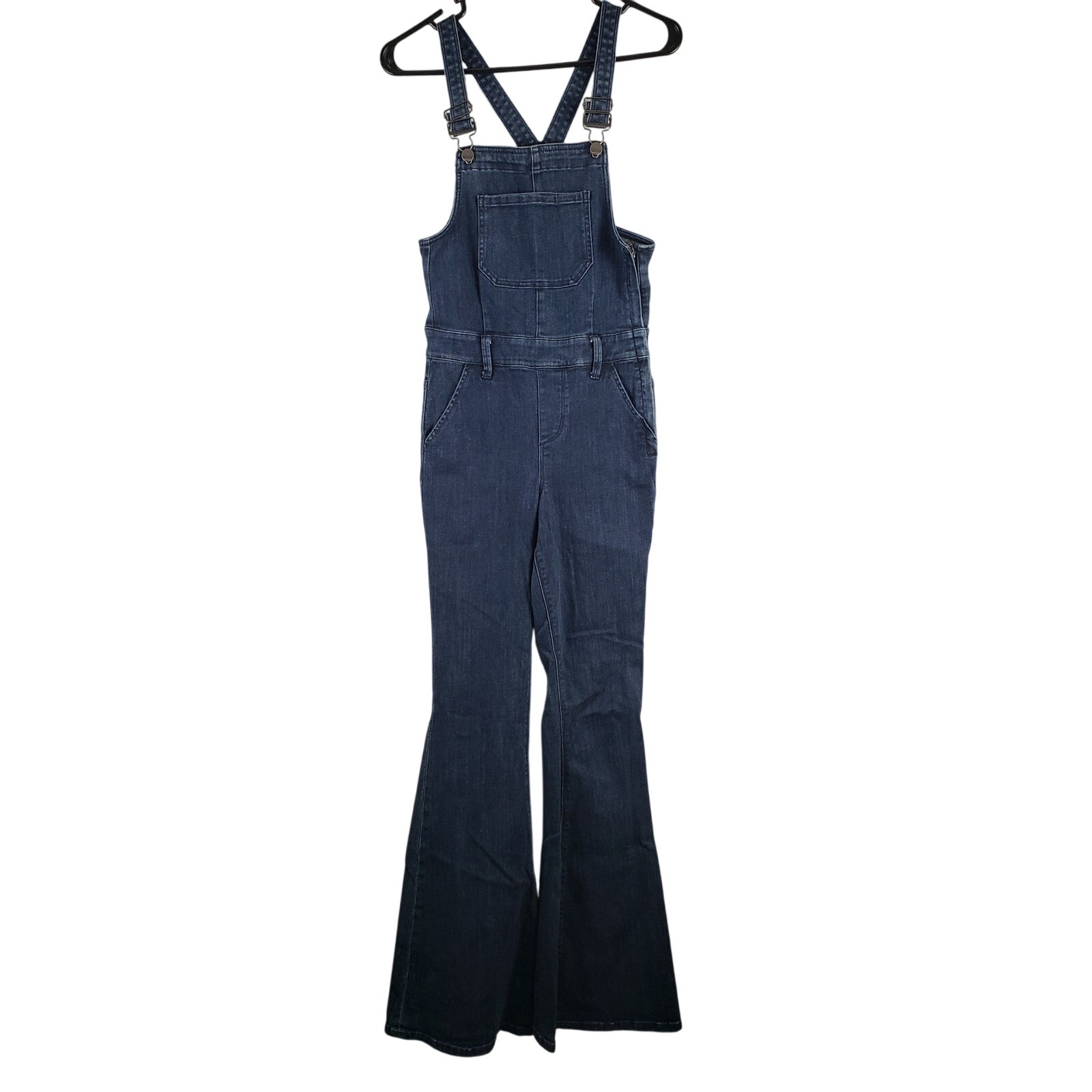 Express Women's Size 0 Jean Overalls Dark Flare Leg Denim Hipster Retro Hippie