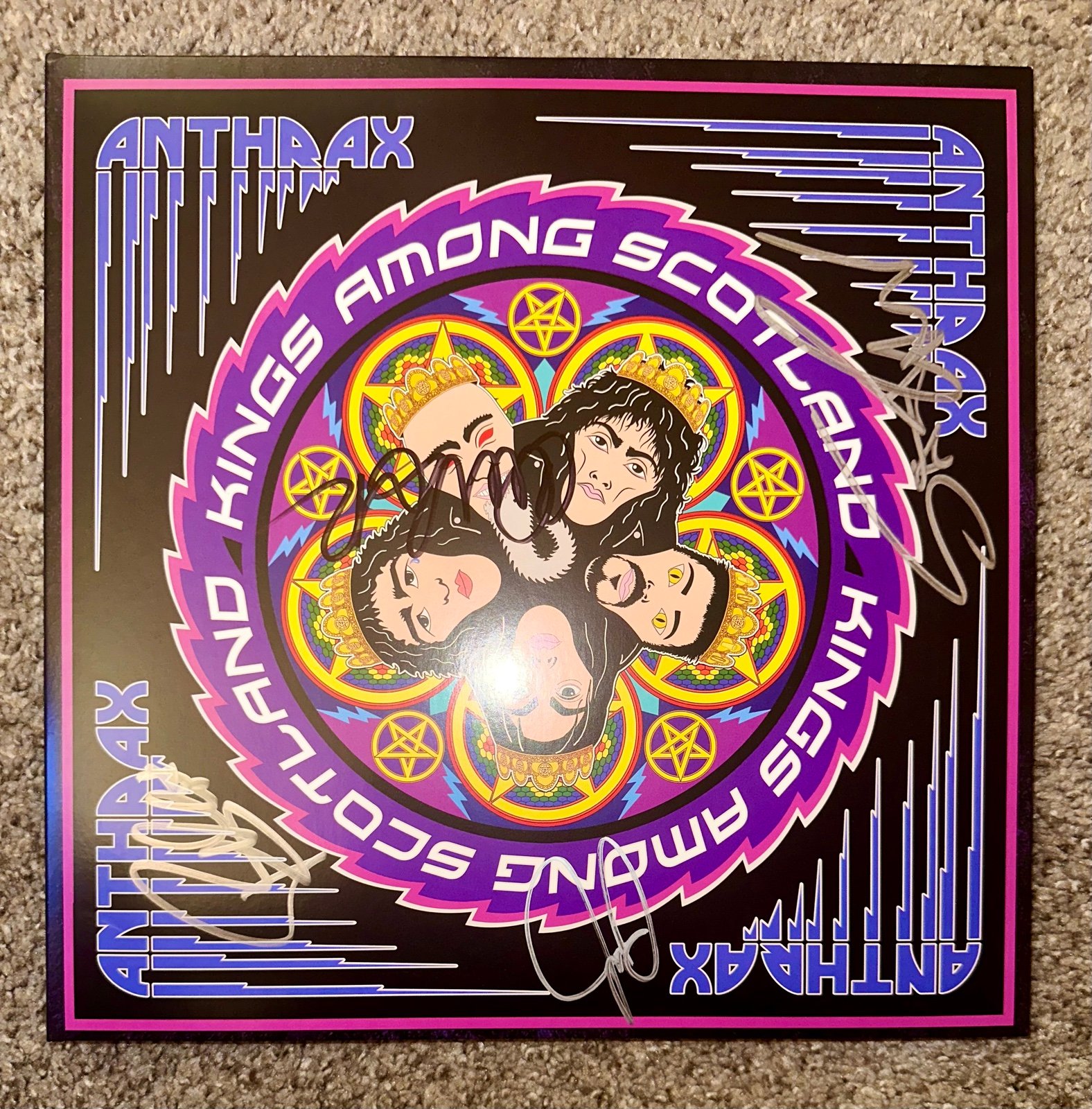 Anthrax Kings Among Scottland SIGNED Vinyl 3 LP Colored AUTOGRAPHED PROOF RARE