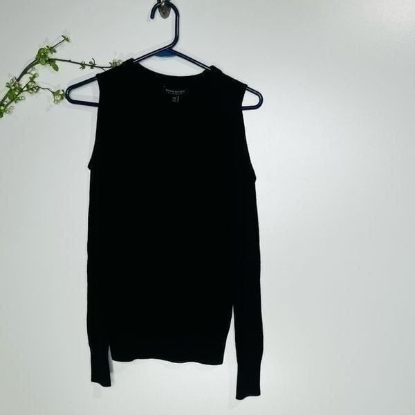 Banana Republic 100% Merino Wool Black Cold Shoulder Sweater NWT!!